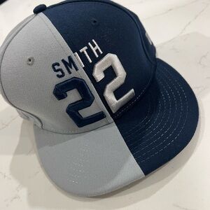 Vintage New Era Emmitt Smith Navy Dallas Cowboys Panel #22 9FIFTY Snapback Hat
